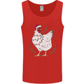 A Christmas Chicken Wearing an Xmas Hat Mens Vest Tank Top Red
