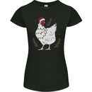A Christmas Chicken Wearing an Xmas Hat Womens Petite Cut T-Shirt Black