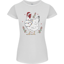 A Christmas Chicken Wearing an Xmas Hat Womens Petite Cut T-Shirt White