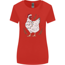 A Christmas Chicken Wearing an Xmas Hat Womens Wider Cut T-Shirt Red