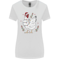 A Christmas Chicken Wearing an Xmas Hat Womens Wider Cut T-Shirt White