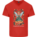 A Christmas Fairy Sparkling Holiday Xmas Mens V-Neck Cotton T-Shirt Red