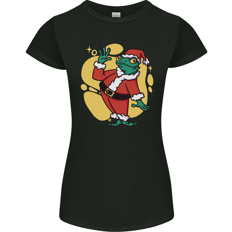 A Christmas Frog Dressed as Santa Claus Womens Petite Cut T-Shirt