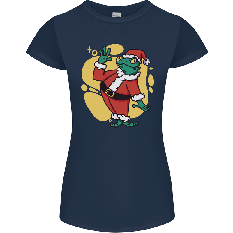 A Christmas Frog Dressed as Santa Claus Womens Petite Cut T-Shirt