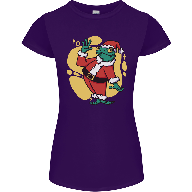 A Christmas Frog Dressed as Santa Claus Womens Petite Cut T-Shirt