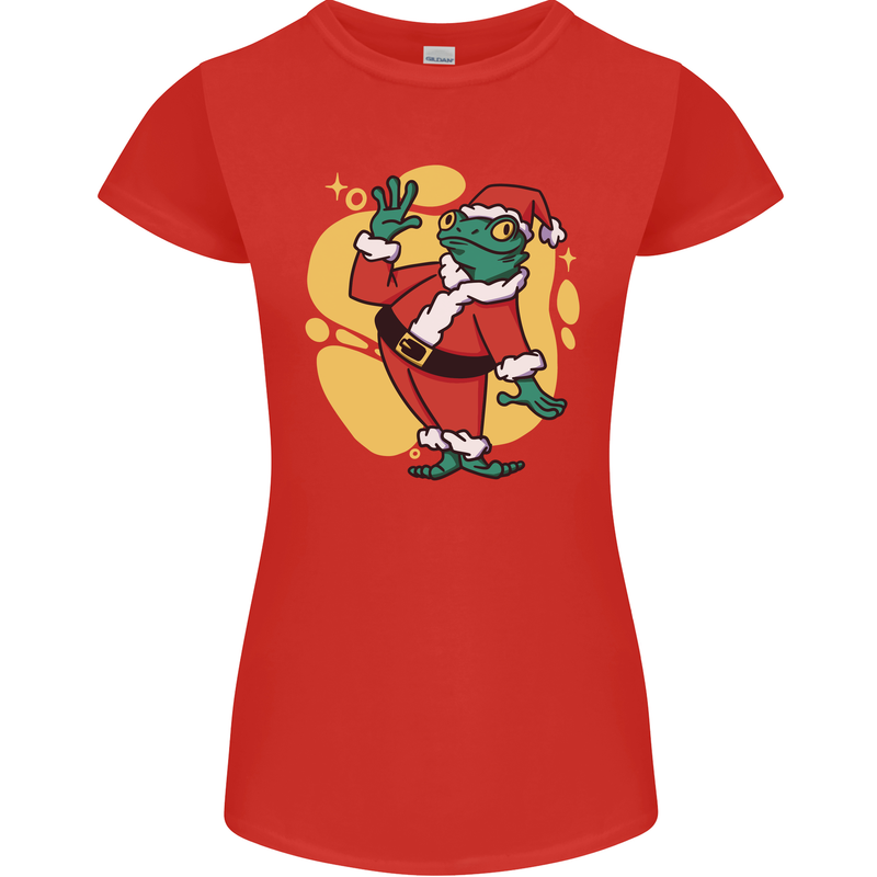 A Christmas Frog Dressed as Santa Claus Womens Petite Cut T-Shirt