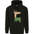 A Christmas Llama Wearing an Xmas Hat Childrens Kids Hoodie Black