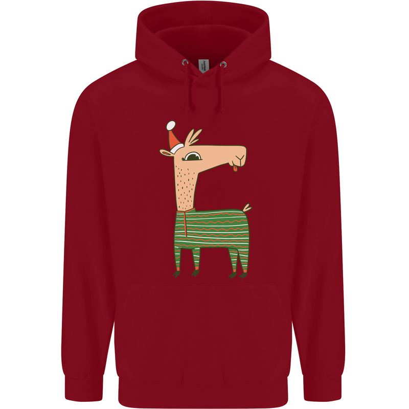 A Christmas Llama Wearing an Xmas Hat Childrens Kids Hoodie Red