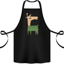 A Christmas Llama Wearing an Xmas Hat Cotton Apron 100% Organic Black