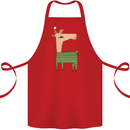 A Christmas Llama Wearing an Xmas Hat Cotton Apron 100% Organic Red