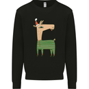 A Christmas Llama Wearing an Xmas Hat Kids Sweatshirt Jumper Black