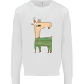 A Christmas Llama Wearing an Xmas Hat Kids Sweatshirt Jumper White