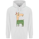 A Christmas Llama Wearing an Xmas Hat Mens 80% Cotton Hoodie White