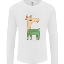 A Christmas Llama Wearing an Xmas Hat Mens Long Sleeve T-Shirt White