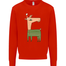 A Christmas Llama Wearing an Xmas Hat Mens Sweatshirt Jumper Bright Red