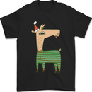 A Christmas Llama Wearing an Xmas Hat Mens T-Shirt 100% Cotton Black