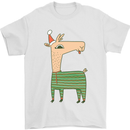 A Christmas Llama Wearing an Xmas Hat Mens T-Shirt 100% Cotton White