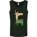 A Christmas Llama Wearing an Xmas Hat Mens Vest Tank Top Black
