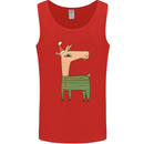 A Christmas Llama Wearing an Xmas Hat Mens Vest Tank Top Red