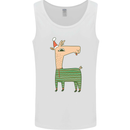 A Christmas Llama Wearing an Xmas Hat Mens Vest Tank Top White