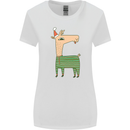 A Christmas Llama Wearing an Xmas Hat Womens Wider Cut T-Shirt White