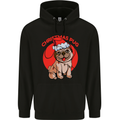 A Christmas Pug Wearing an Xmas Hat Childrens Kids Hoodie Black