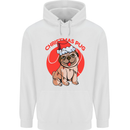 A Christmas Pug Wearing an Xmas Hat Childrens Kids Hoodie White