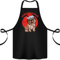 A Christmas Pug Wearing an Xmas Hat Cotton Apron 100% Organic Black