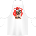 A Christmas Pug Wearing an Xmas Hat Cotton Apron 100% Organic White