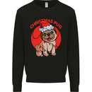 A Christmas Pug Wearing an Xmas Hat Kids Sweatshirt Jumper Black
