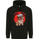 A Christmas Pug Wearing an Xmas Hat Mens 80% Cotton Hoodie Black