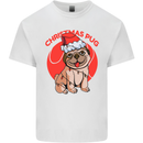 A Christmas Pug Wearing an Xmas Hat Mens Cotton T-Shirt Tee Top White