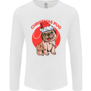 A Christmas Pug Wearing an Xmas Hat Mens Long Sleeve T-Shirt White