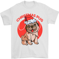 A Christmas Pug Wearing an Xmas Hat Mens T-Shirt 100% Cotton White