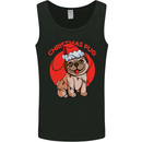 A Christmas Pug Wearing an Xmas Hat Mens Vest Tank Top Black