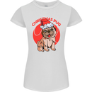 A Christmas Pug Wearing an Xmas Hat Womens Petite Cut T-Shirt White