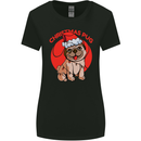 A Christmas Pug Wearing an Xmas Hat Womens Wider Cut T-Shirt Black