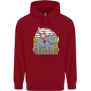 A Christmas Rhino With Santa Xmas Childrens Kids Hoodie Red