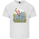 A Christmas Rhino With Santa Xmas Mens Cotton T-Shirt Tee Top White
