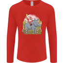 A Christmas Rhino With Santa Xmas Mens Long Sleeve T-Shirt Red
