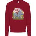 A Christmas Rhino With Santa Xmas Mens Sweatshirt Jumper Red