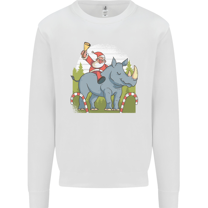 A Christmas Rhino With Santa Xmas Mens Sweatshirt Jumper White