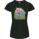 A Christmas Rhino With Santa Xmas Womens Petite Cut T-Shirt Black