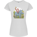 A Christmas Rhino With Santa Xmas Womens Petite Cut T-Shirt White