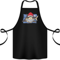 A Christmas Shark Wearing an Xmas Hat Cotton Apron 100% Organic Black