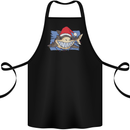 A Christmas Shark Wearing an Xmas Hat Cotton Apron 100% Organic Black