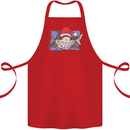 A Christmas Shark Wearing an Xmas Hat Cotton Apron 100% Organic Red