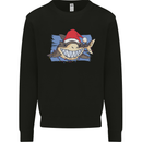 A Christmas Shark Wearing an Xmas Hat Kids Sweatshirt Jumper Black