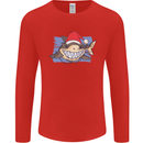 A Christmas Shark Wearing an Xmas Hat Mens Long Sleeve T-Shirt Red
