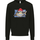 A Christmas Shark Wearing an Xmas Hat Mens Sweatshirt Jumper Black
